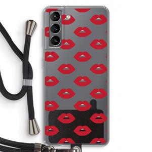 CaseCompany Lips: Samsung Galaxy S21 Transparant Hoesje met koord