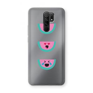 CaseCompany Smiley watermeloen: Xiaomi Redmi 9 Transparant Hoesje