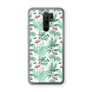 CaseCompany Flamingo bladeren: Xiaomi Redmi 9 Transparant Hoesje