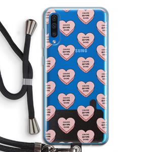 CaseCompany Chicks before dicks: Samsung Galaxy A50 Transparant Hoesje met koord