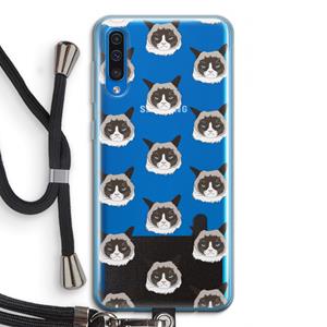CaseCompany It's a Purrr Case: Samsung Galaxy A50 Transparant Hoesje met koord