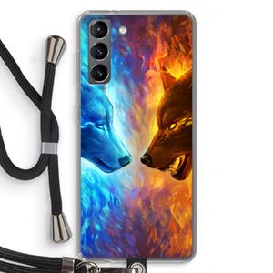 CaseCompany Fire & Ice: Samsung Galaxy S21 Transparant Hoesje met koord