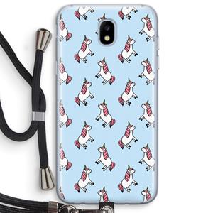 CaseCompany Eenhoorns overal: Samsung Galaxy J5 (2017) Transparant Hoesje met koord