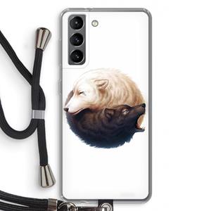 CaseCompany Yin Yang Wolves: Samsung Galaxy S21 Transparant Hoesje met koord