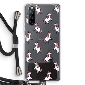 CaseCompany Eenhoorns overal: Sony Sony Xperia 10 III Transparant Hoesje met koord