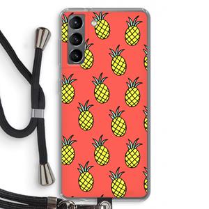 CaseCompany Ananas: Samsung Galaxy S21 Transparant Hoesje met koord