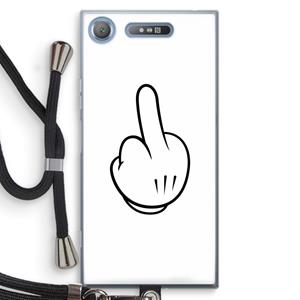 CaseCompany Middle finger white: Sony Xperia XZ1 Transparant Hoesje met koord