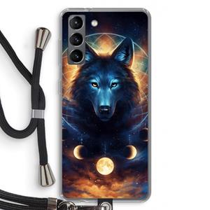 CaseCompany Wolf Dreamcatcher: Samsung Galaxy S21 Transparant Hoesje met koord