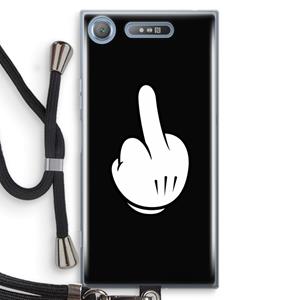 CaseCompany Middle finger black: Sony Xperia XZ1 Transparant Hoesje met koord