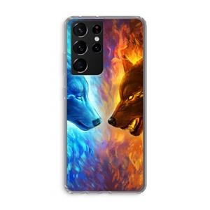 CaseCompany Fire & Ice: Samsung Galaxy S21 Ultra Transparant Hoesje