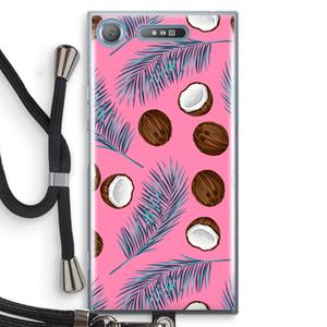 CaseCompany Kokosnoot roze: Sony Xperia XZ1 Transparant Hoesje met koord
