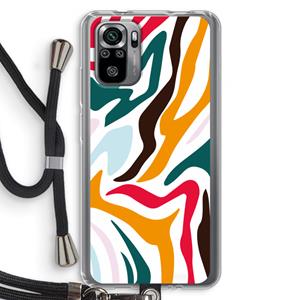 CaseCompany Colored Zebra: Xiaomi Redmi Note 10S Transparant Hoesje met koord