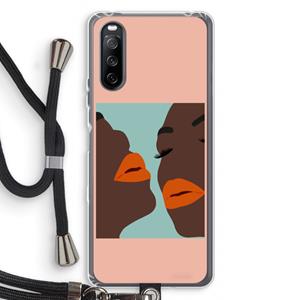CaseCompany Orange lips: Sony Sony Xperia 10 III Transparant Hoesje met koord