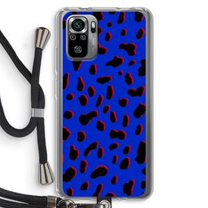 CaseCompany Blue Leopard: Xiaomi Redmi Note 10S Transparant Hoesje met koord