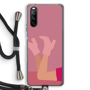 CaseCompany Pink boots: Sony Sony Xperia 10 III Transparant Hoesje met koord