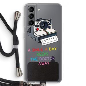 CaseCompany Smile: Samsung Galaxy S21 Transparant Hoesje met koord