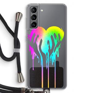 CaseCompany Hold My Heart: Samsung Galaxy S21 Transparant Hoesje met koord