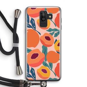 CaseCompany Perzik: Samsung Galaxy J8 (2018) Transparant Hoesje met koord