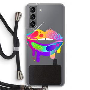 CaseCompany Lip Palette: Samsung Galaxy S21 Transparant Hoesje met koord