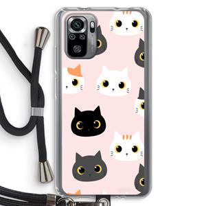 CaseCompany Katten: Xiaomi Redmi Note 10S Transparant Hoesje met koord