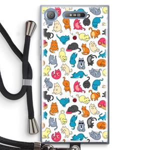 CaseCompany Kleurrijke katten: Sony Xperia XZ1 Transparant Hoesje met koord