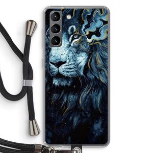 CaseCompany Darkness Lion: Samsung Galaxy S21 Transparant Hoesje met koord