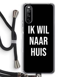 CaseCompany Ik wil naar huis - Zwart: Sony Sony Xperia 10 III Transparant Hoesje met koord