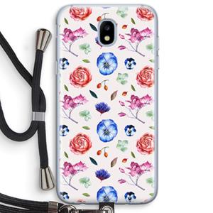 CaseCompany Bloemetjes: Samsung Galaxy J5 (2017) Transparant Hoesje met koord