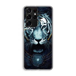 CaseCompany Darkness Tiger: Samsung Galaxy S21 Ultra Transparant Hoesje