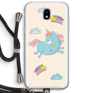 CaseCompany Vliegende eenhoorn: Samsung Galaxy J5 (2017) Transparant Hoesje met koord
