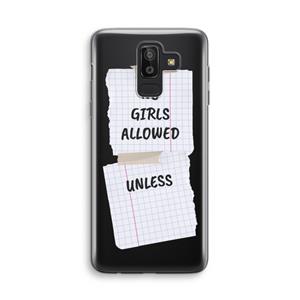 CaseCompany No Girls Allowed Unless: Samsung Galaxy J8 (2018) Transparant Hoesje