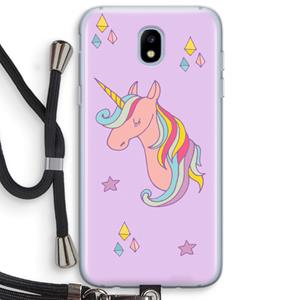 CaseCompany Roze eenhoorn: Samsung Galaxy J5 (2017) Transparant Hoesje met koord