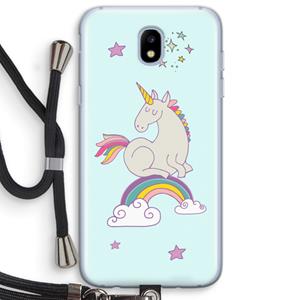 CaseCompany Regenboog eenhoorn: Samsung Galaxy J5 (2017) Transparant Hoesje met koord