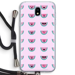 CaseCompany Smiley watermeloenprint: Samsung Galaxy J5 (2017) Transparant Hoesje met koord