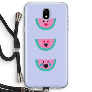 CaseCompany Smiley watermeloen: Samsung Galaxy J5 (2017) Transparant Hoesje met koord