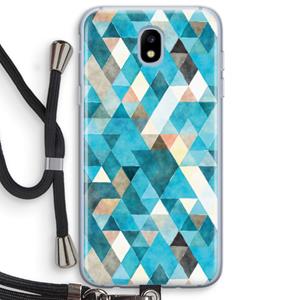 CaseCompany Gekleurde driehoekjes blauw: Samsung Galaxy J5 (2017) Transparant Hoesje met koord