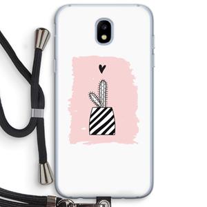 CaseCompany Zwart-wit cactus: Samsung Galaxy J5 (2017) Transparant Hoesje met koord