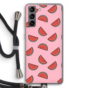 CaseCompany Watermeloen: Samsung Galaxy S21 Transparant Hoesje met koord