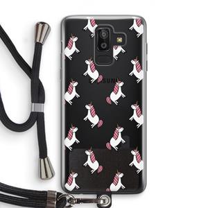 CaseCompany Eenhoorns overal: Samsung Galaxy J8 (2018) Transparant Hoesje met koord