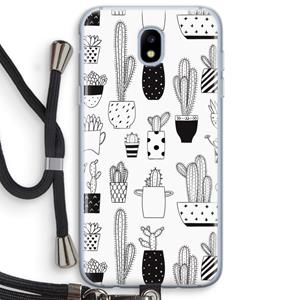 CaseCompany Cactusmotief: Samsung Galaxy J5 (2017) Transparant Hoesje met koord