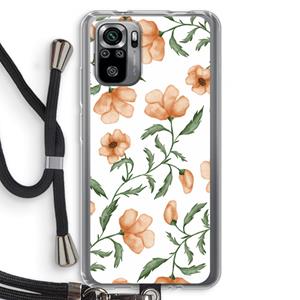 CaseCompany Peachy flowers: Xiaomi Redmi Note 10S Transparant Hoesje met koord