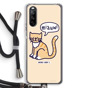 CaseCompany Miauw: Sony Sony Xperia 10 III Transparant Hoesje met koord