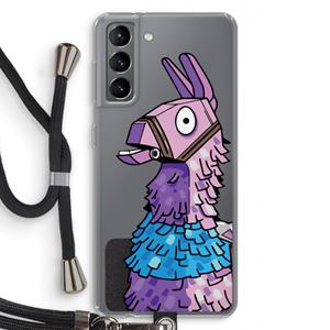 CaseCompany Lama: Samsung Galaxy S21 Transparant Hoesje met koord