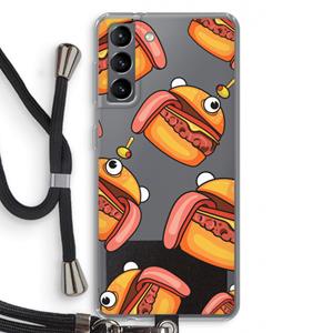 CaseCompany Hamburger: Samsung Galaxy S21 Transparant Hoesje met koord