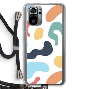 CaseCompany Memphis Shapes Blue: Xiaomi Redmi Note 10S Transparant Hoesje met koord