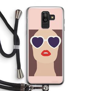 CaseCompany Red lips: Samsung Galaxy J8 (2018) Transparant Hoesje met koord