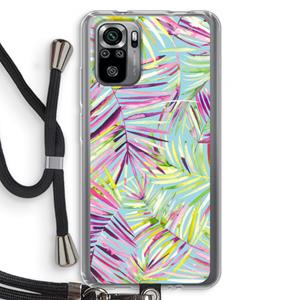 CaseCompany Tropical Palms Blue: Xiaomi Redmi Note 10S Transparant Hoesje met koord