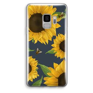 CaseCompany Sunflower and bees: Samsung Galaxy S9 Transparant Hoesje