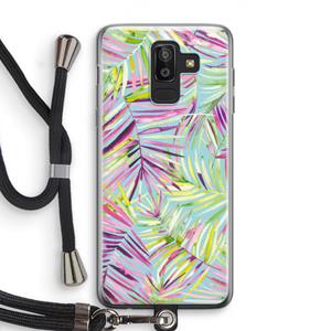 CaseCompany Tropical Palms Blue: Samsung Galaxy J8 (2018) Transparant Hoesje met koord