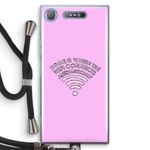 CaseCompany Home Is Where The Wifi Is: Sony Xperia XZ1 Transparant Hoesje met koord